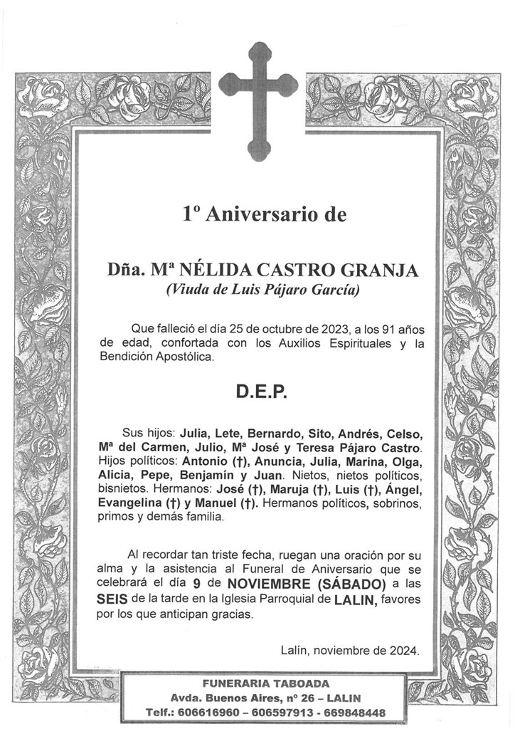 Dña. NÉLIDA CASTRO GRANJA