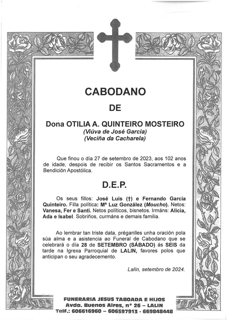 Dña. OTILIA A. QUINTEIRO MOSTEIRO