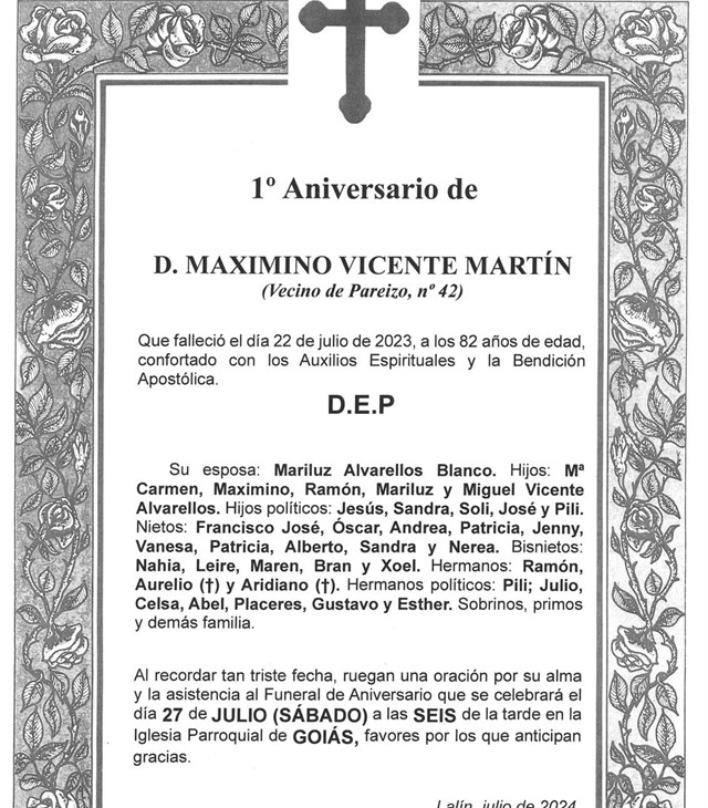 D. MAXIMINO VICENTE MARTÍN
