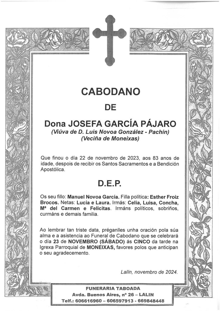 DOÑA JOSEFA GARCÍA PÁJARO