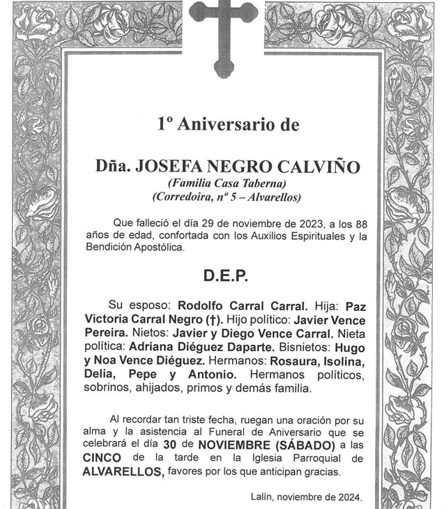 DOÑA JOSEFA NEGRO CALVIÑO