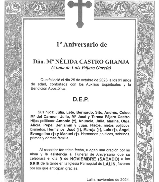 Dña. NÉLIDA CASTRO GRANJA