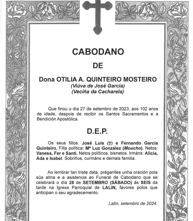 Dña. OTILIA A. QUINTEIRO MOSTEIRO